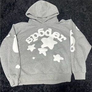 Gray Hoodie with White Star Design